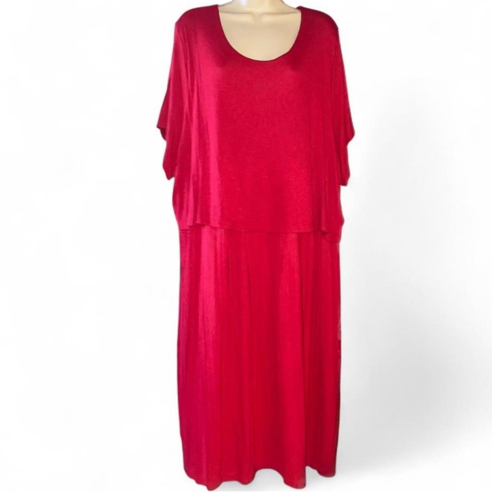 J. Jill Red Knit Midi Dress Comfy Flowy 4X